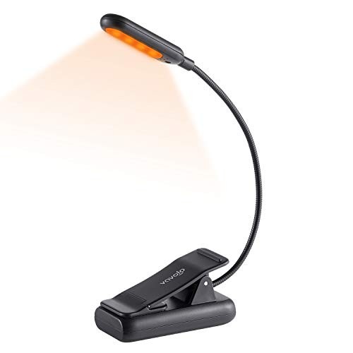 Amber Rechargeable Reading Light, Blue Light Blocking Book Light, 1-Pack Black
