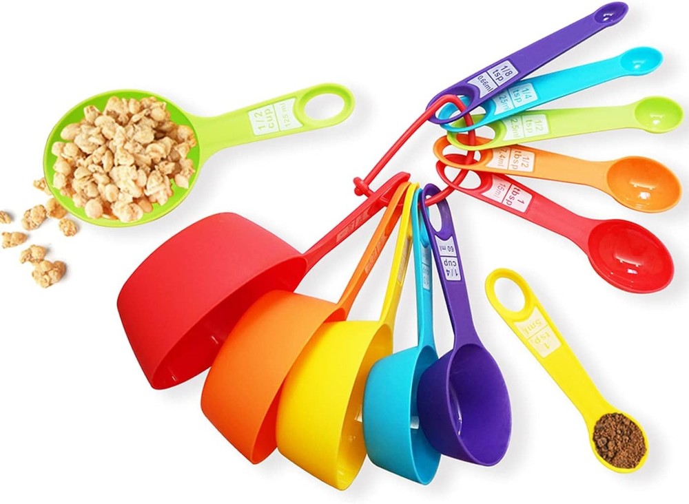 12 Piece Measuring Cups and Spoons Set Colored Kitchen Measure Tools