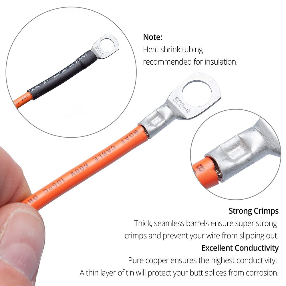 280PCS Car Copper Lug Ring Terminals Cable Electrical Wire Crimp Connectors Kit