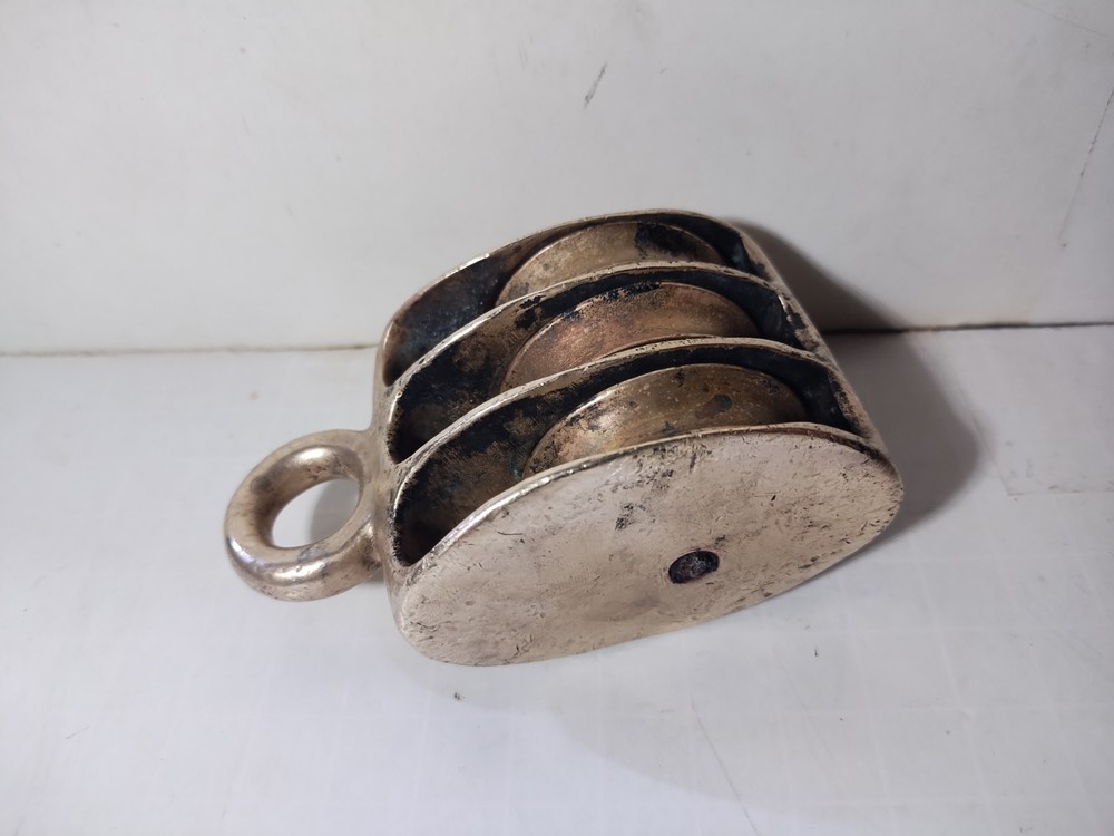 Antique Heavy Brass Nautical Rigging Pulley