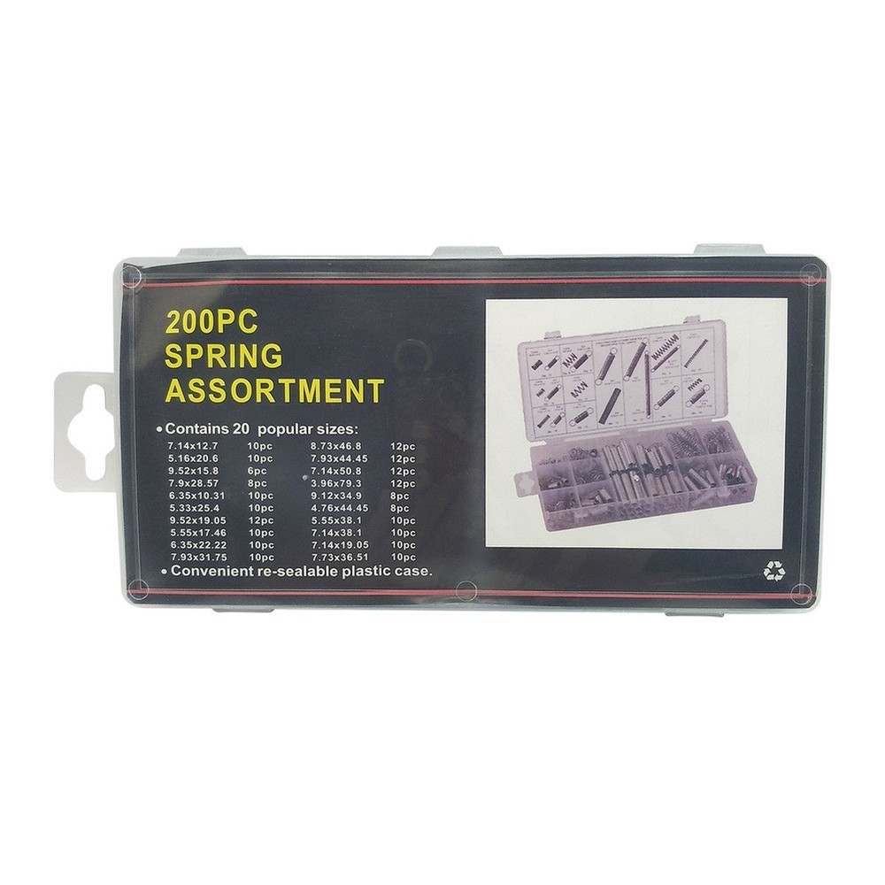 Metal Spring Set 200 PCS Compression Tension Stretch Hooks with Organizer