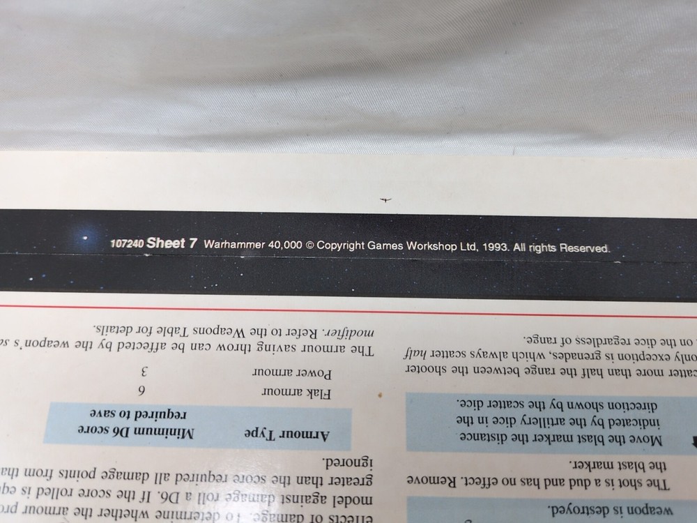 Warhammer 40k Second Edition Starter Set Sheet 7