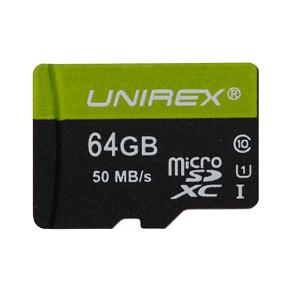 Unirex Class 10 64GB microSDHC Memory Card with SD Adapter and USB Reader