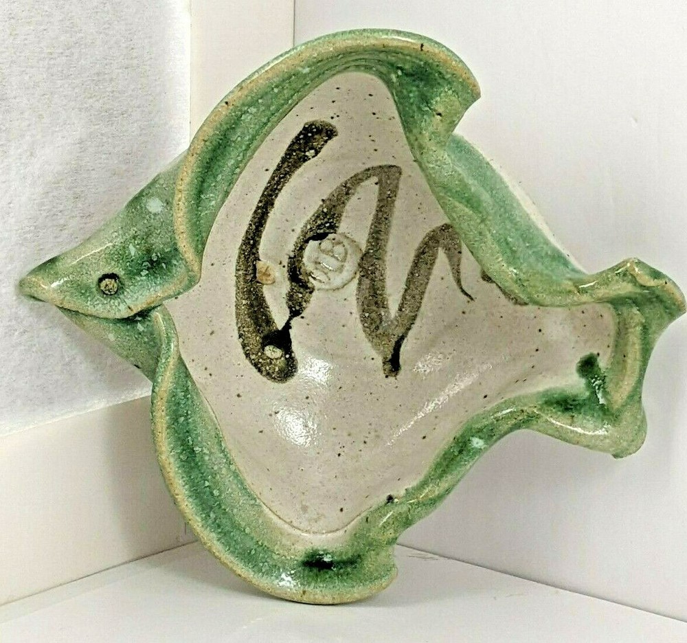 Studio Art Pottery Fish Shaped Bowl Glazed Signed