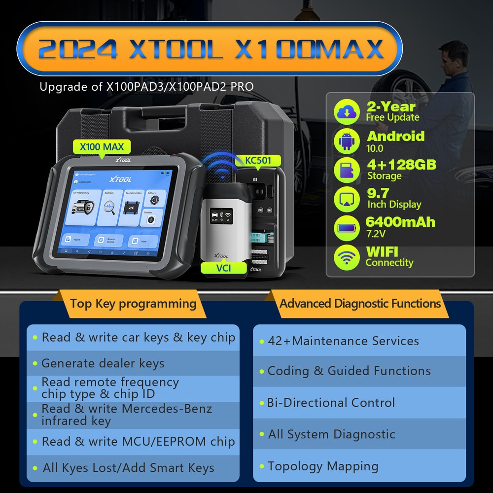 2024 XTOOL X100MAX Scanner IMMO Auto Programming Topology Full Diagnostic Coding