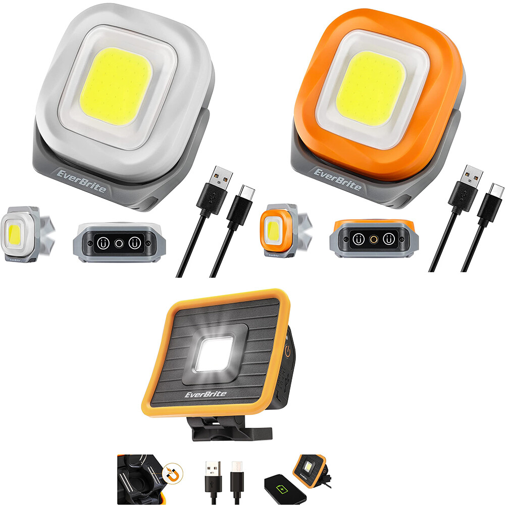 EverBrite 1000 Lumens Rechargeable Work Light Orange/White/COB Work Light 3Modes