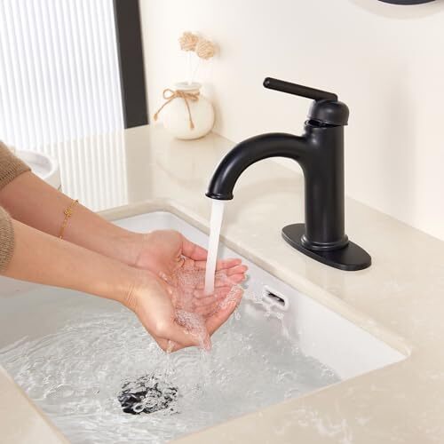 Elegant Matte Black Wintap Faucet - Single Handle, Deck Mount, Water-Saving