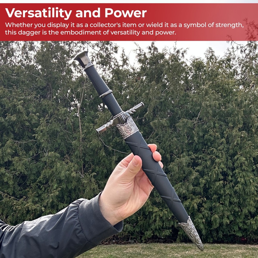 Shadowfall Obsidian Twilight Dagger with a Twisted Guard - Overall 15"