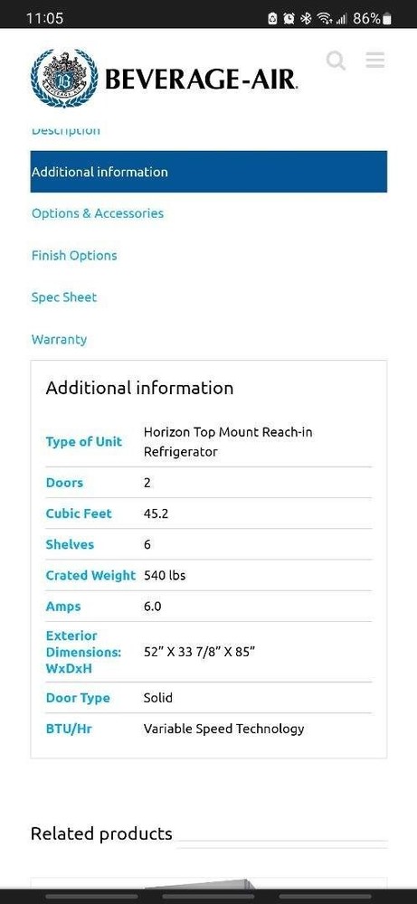 HR2-1S Model, beverage air refrigerator, chrome, great condition, 