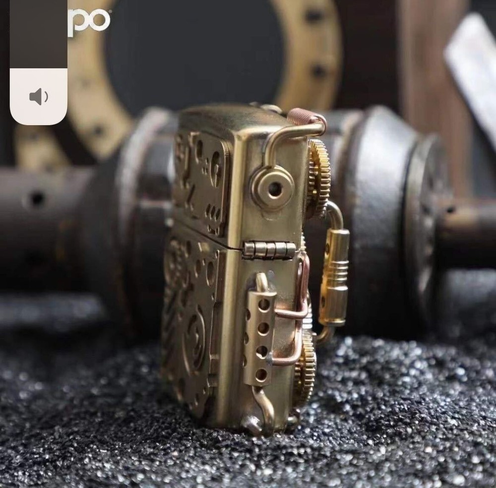 New Zippo oil Lighter SteamPunk solid brass Armor with box