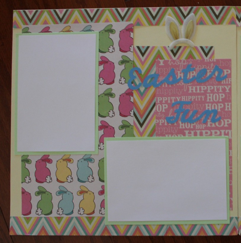 Easter Fun Scrapbook pages 2 each 12 x 12 handmade assembled premade Spring