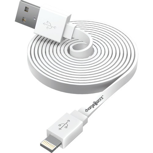 Chargeworx CX4507WH Lightning Flat Sync & Charge Cable, White (Open Box)