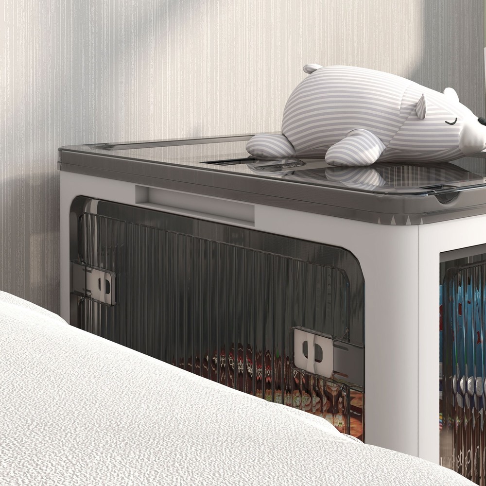 Stackable Storage Bins with Lids, Wheels, and Collapsible, White