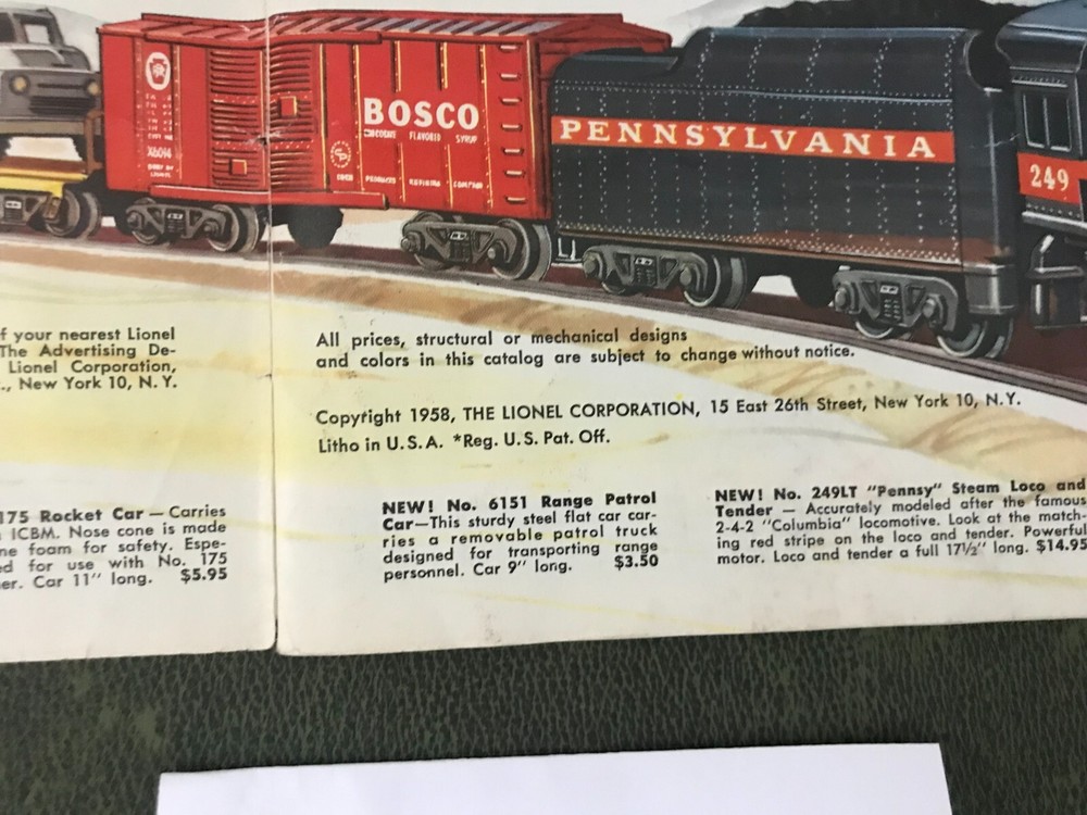 Vintage Lionel 1958 Train Catalog Brochure