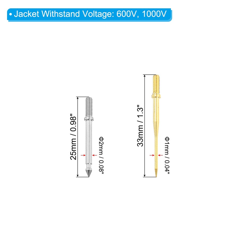 2 Set Test Probe Pin Set Copper Multimeter Test Probe Pin Tip Needle Multicolor