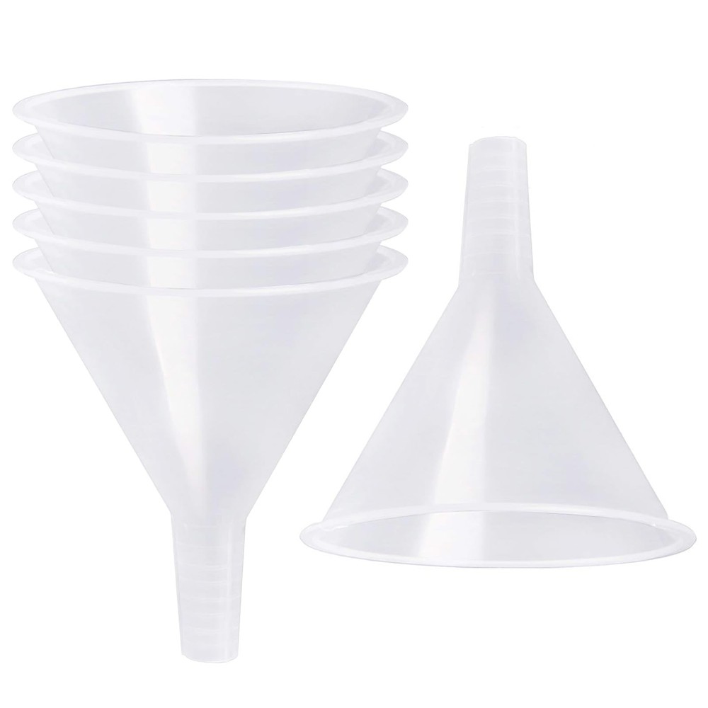 6 Pack Plastic Funnels, 4.6 Inch Multi-Purpose Clear Plastic Funnels with Lon...