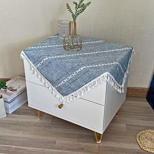 Rustic Bedside Square Small Tablecloth Striped 24" x 24" (Square) Blue