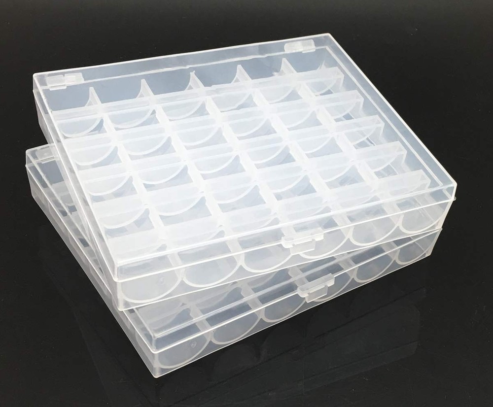 2-Pack Bobbin Case 36-Slot Plastic Organizer for Sewing Machine Spools