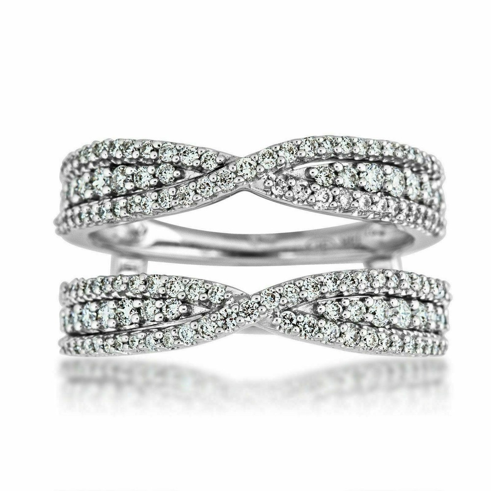 0.32Ct White Round Cut Solitaire Wrap Enhancer Band Solid 925 Sterling Silver