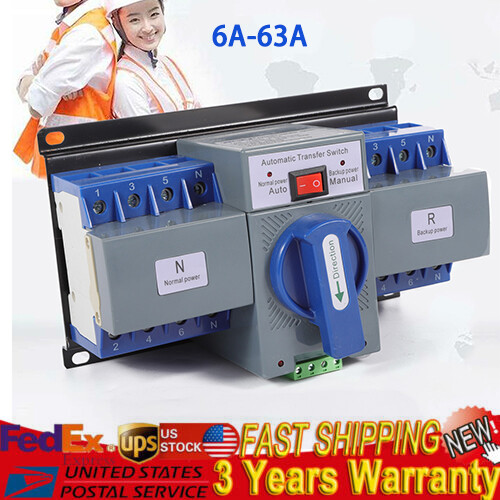 63A 4P Dual Power Automatic Transfer Switch Generator Changeover Switch CB Level