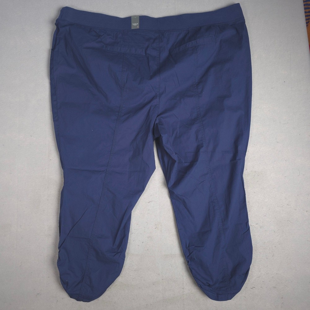 Torrid Plus Size 5X Blue Drawstring Pull On Stretch Crop Pants Mid Rise