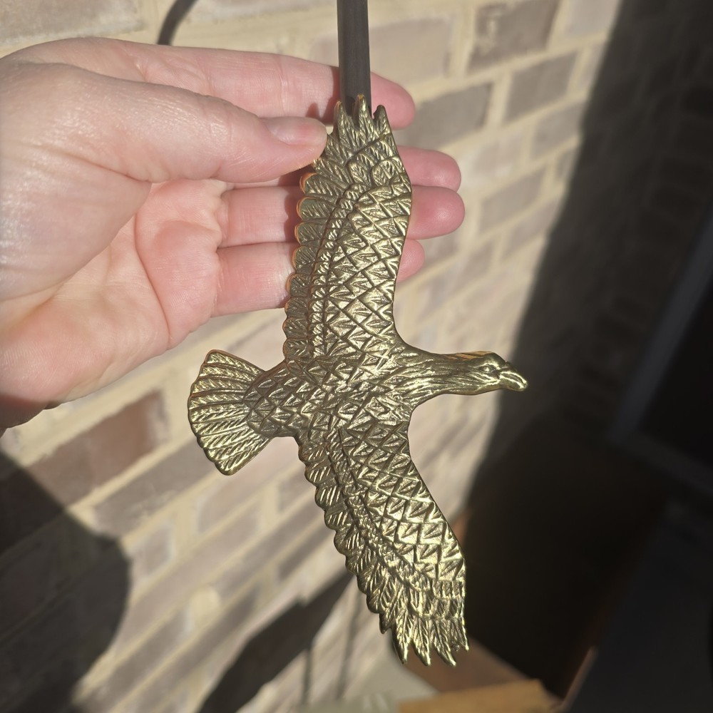 Vintage Solid Brass Eagle Damper Fireplace Hook Andrea Sadek NOS