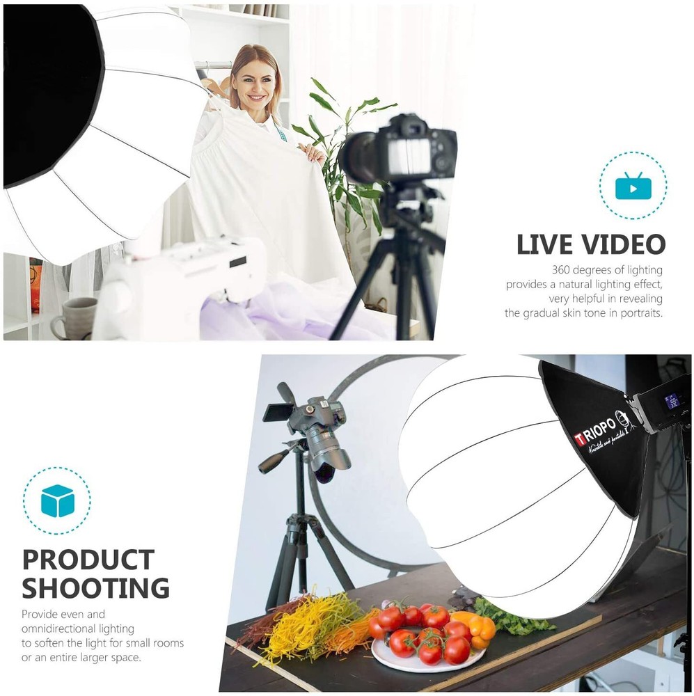 TRIOPO Lantern Softbox 55cm Quick Release Softbox for Bowens Mount Video Light