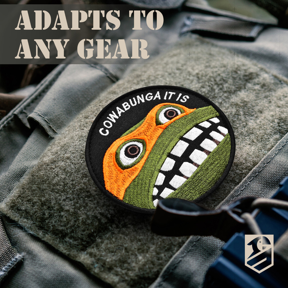 Cowabunga Patch Funny Ninja Turtle Embroidered Patch Hook & Loop Backing