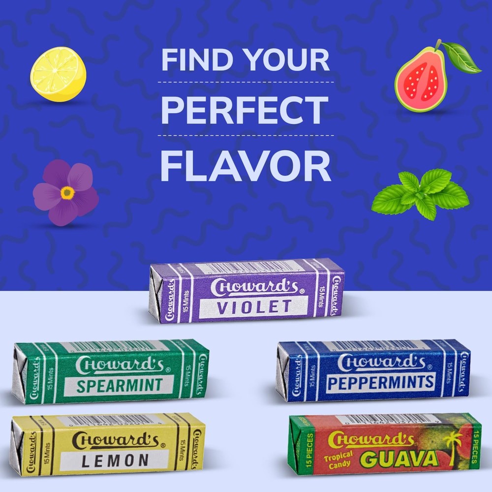 Choward's Mints Candy Variety Pack | Violet, Spearmint, Peppermint, Guava, an...