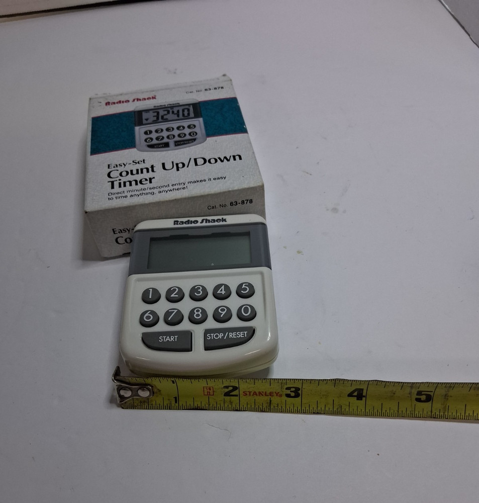 Radio Shack Easy-Set Count Up/Down Timer 63-878 Digital Kitchen Timer w/ Box Tes