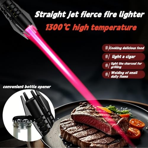 Torch Lighter, Refillable Butane Windproof Jet Lighter with Safety Lock Silvery