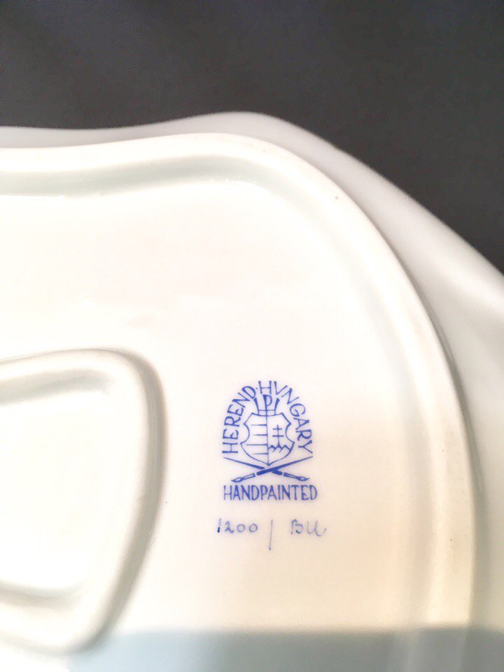 Herend BU 3 (Unique Bouquet Pattern 3) Leaf Dish - 1200 - Handpainted - NEW