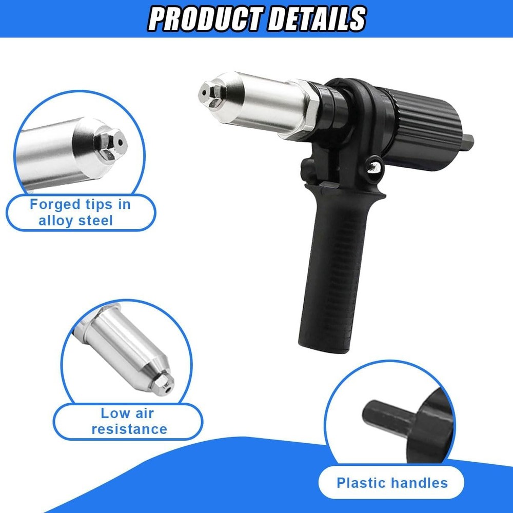 Pop Rivet Gun Adapter Kit, Drill Attachment with 4 Rivets Heads...