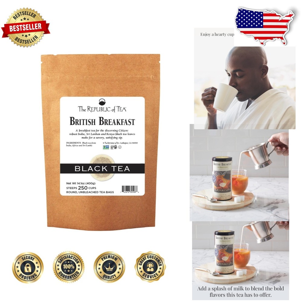 250 Count British Breakfast Tea Refill | Robust Black Tea, Sugar Free