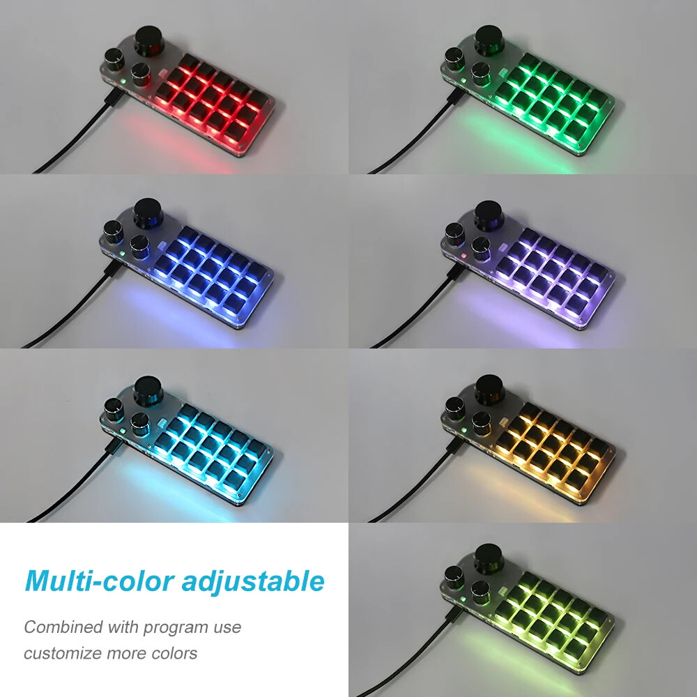 Macro Programming Keyboard 15 Button 3 Knobs Custom Game Keyboard With Bluetooth