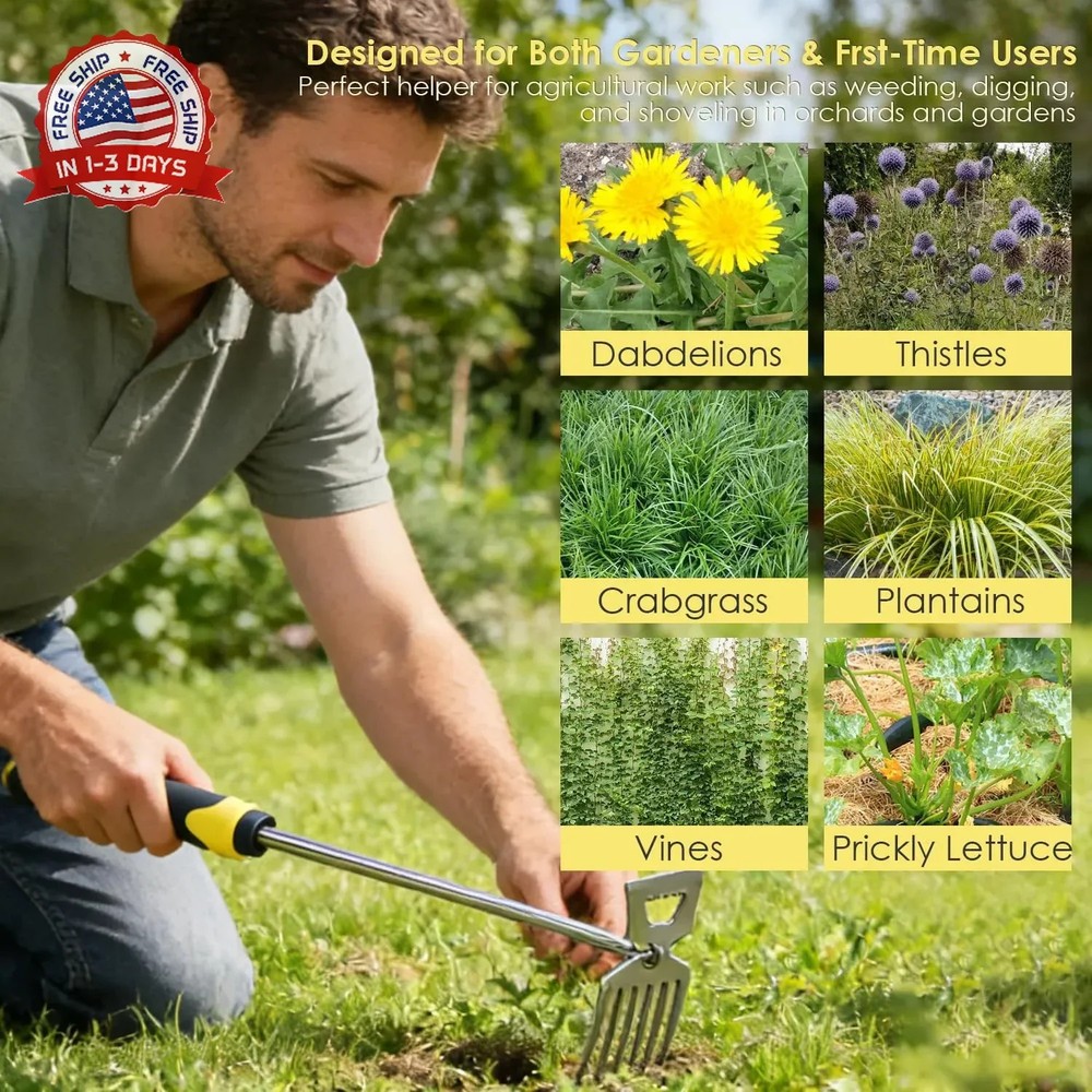 Weed Puller Tool, 3 Pack Garden Stainless Steel Weeder Tool, Garden Tools for Pl