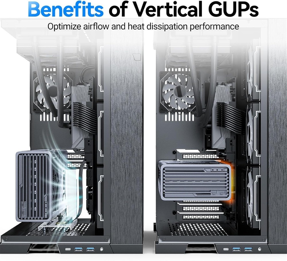 Stylish Black Vertical GPU Holder for Secure PCIe Mounting - Brushed Design