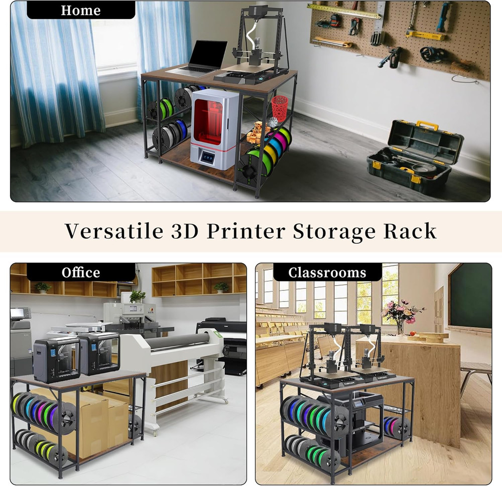 Upgraded 3D Printer Stand, Large 3D Printer Filament Storage Rack for Home Offic