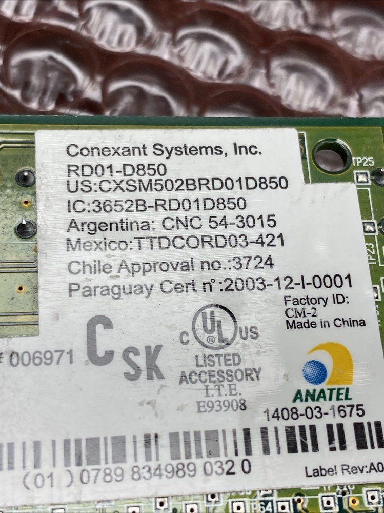 Used Conexant RD01-D850 PCI Modem & Fax Card