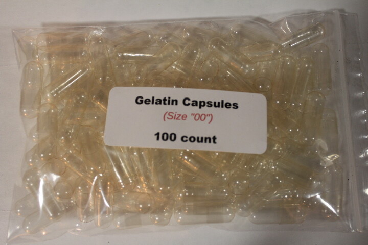100 Kosher Gelatin Empty Capsules - Size 00