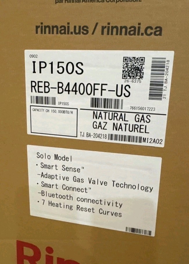 Rinnai Natural Gas Liquid Boiler IP150S 150,000 BTU