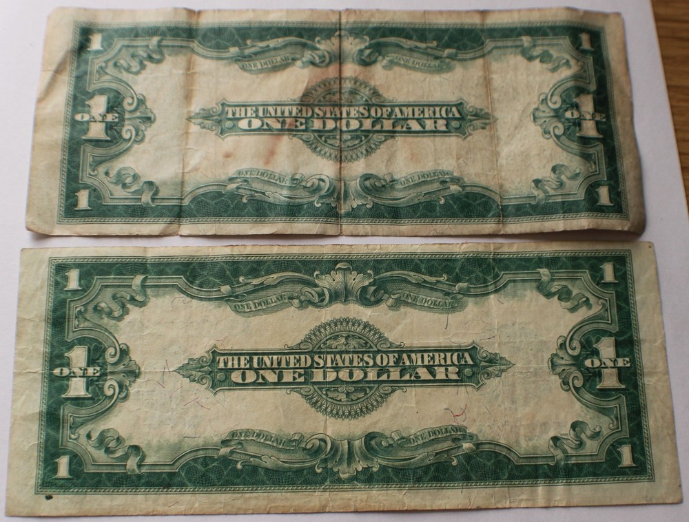 Two 1923 $1 Silver Certificates Speelman-White, Large Washington Dollar Notes