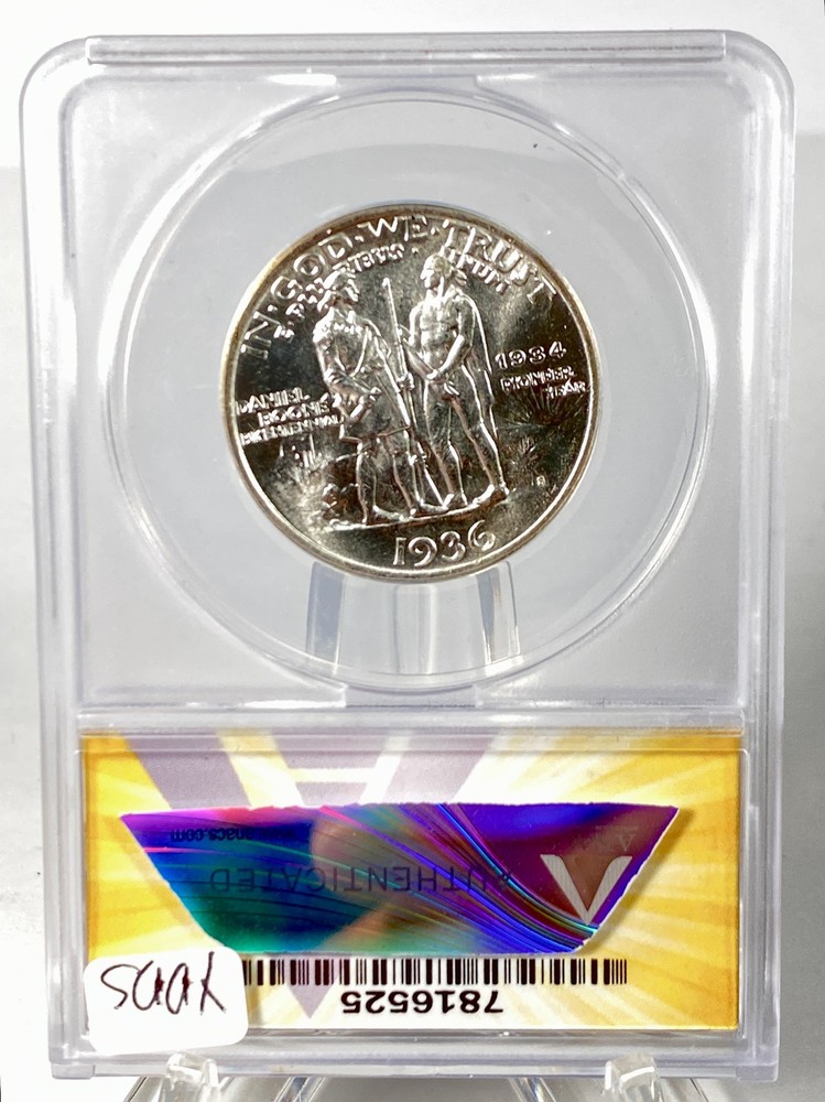 1936 S Boone Commemorative Half Dollar MS65 - Blast White. Beautiful Example