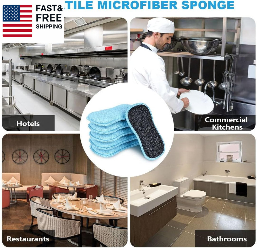 12 Pack Multi-Purpose Scrub Sponges Kitchen, Dish Sponge, Non-Scratch Microfiber