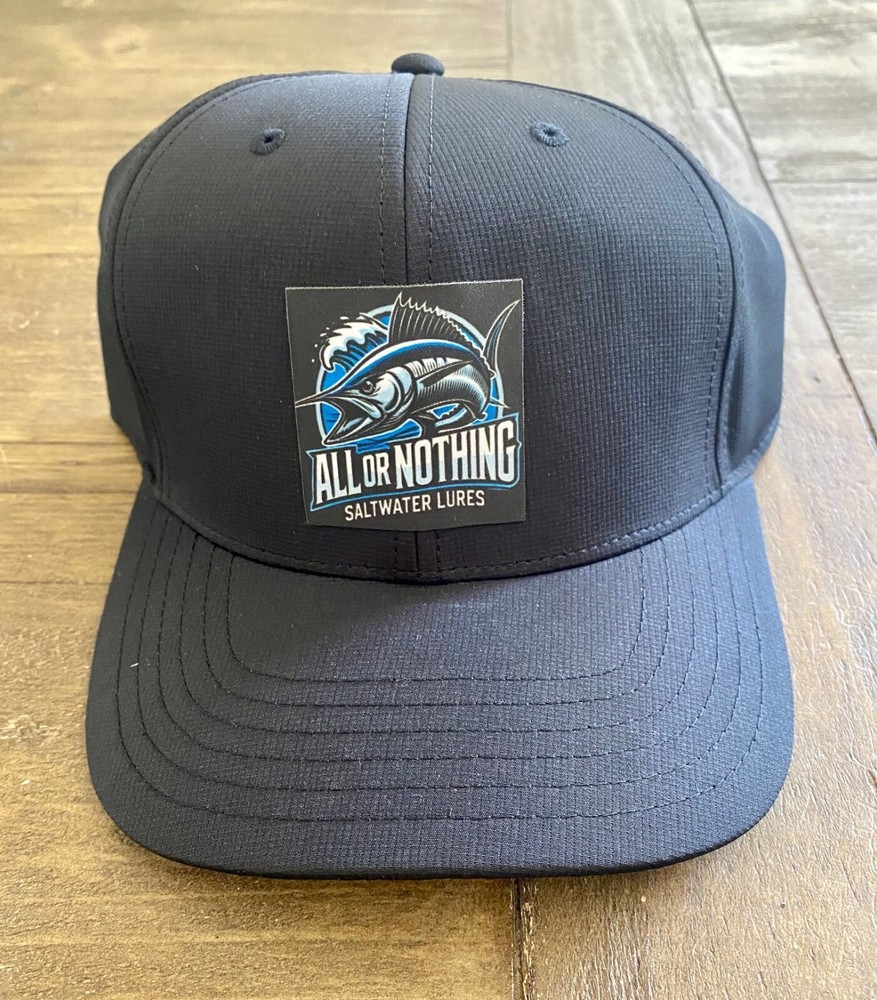 All or Nothing Marlin (Black) Mid Profile- 6-Panel Cap - Fishing hat