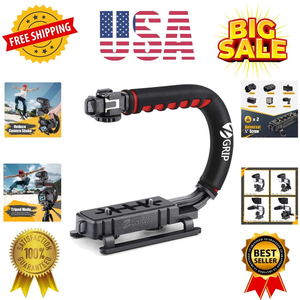 Video Action Stabilizing Handle Grip Handheld Stabilizer with Cold-Shoe Mount...