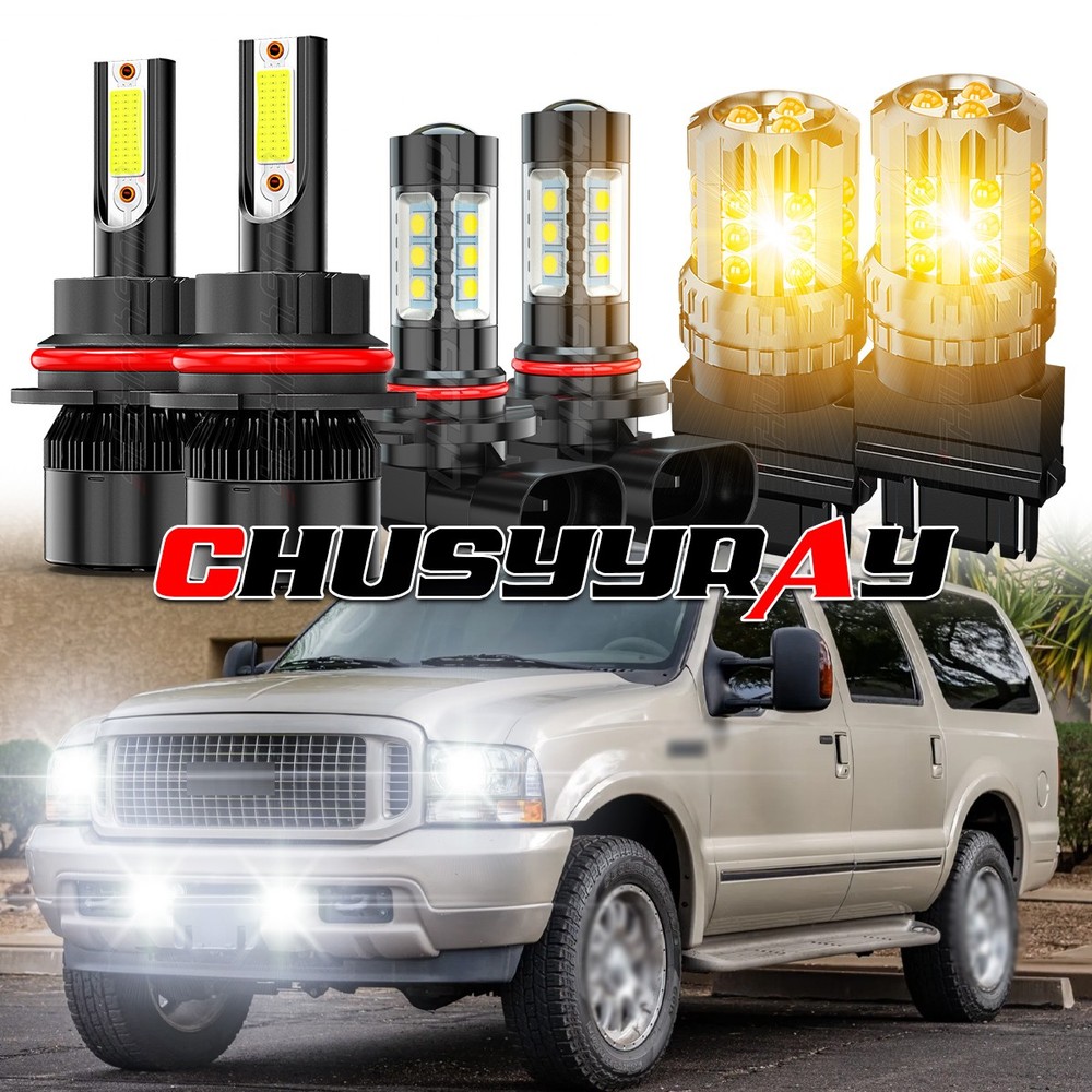 Fit Ford Excursion 2000-2004 LED Headlight Fog Light Turn Signal Combo Kit