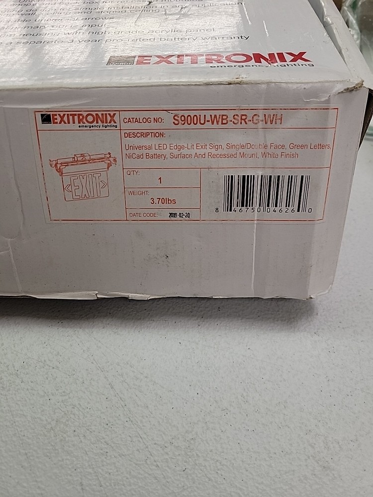 Exitronix S900U-WB-SR-G-WH LED Exit Sign – | Green Letters- ECS