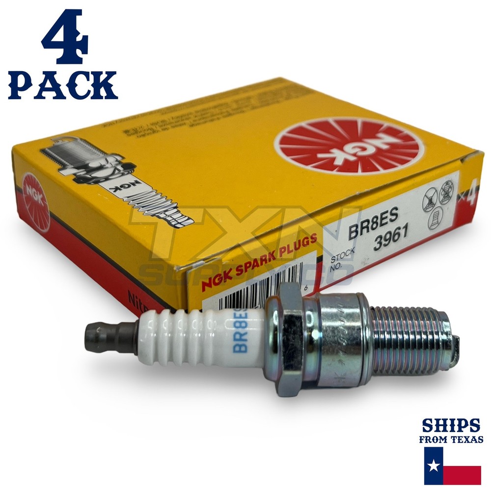 4 Pack NGK 3961 Spark Plugs BR8ES SOLID