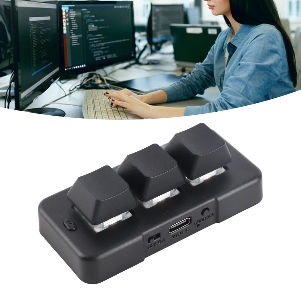 Black 3 Key Keypad RGB Backlit 3 Keys USB Interface Mini Mechanical Program